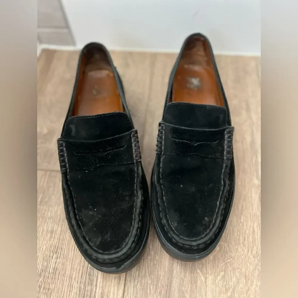 Men’s TODS Black Suede Penny Loafers Size 10